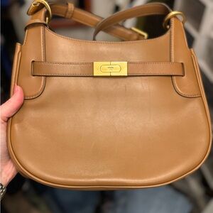 NWT Tory Burch Tan Leather Lee Radziwill Crossbody Saddlebag